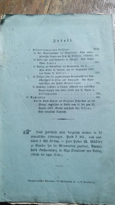 Mittheilungen und Nachrichten für die evangelische Geistlichkeit Russlands.  Neue Folge Vierzehnter Band Viertes Heft - Front Cover