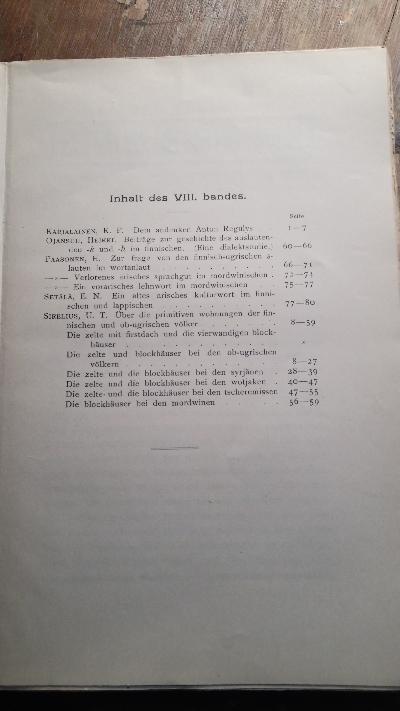 Finnisch - Ugrische Forschungen  Zeitschrift für finnisch - ugrische Sprach - und Volkskunde  Achter Band  Heft 1-3 - Front Cover