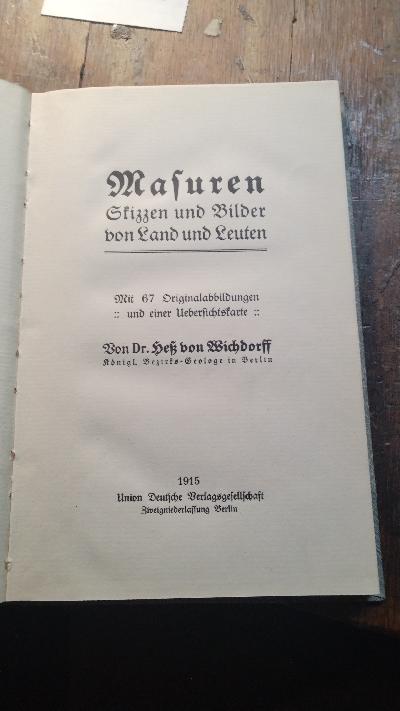 Masuren  Skizzen und Bilder von Land und Leuten - Front Cover