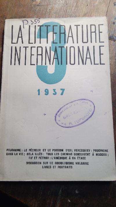 La Litterature Internationale 1937  Nr. 3 - Front Cover