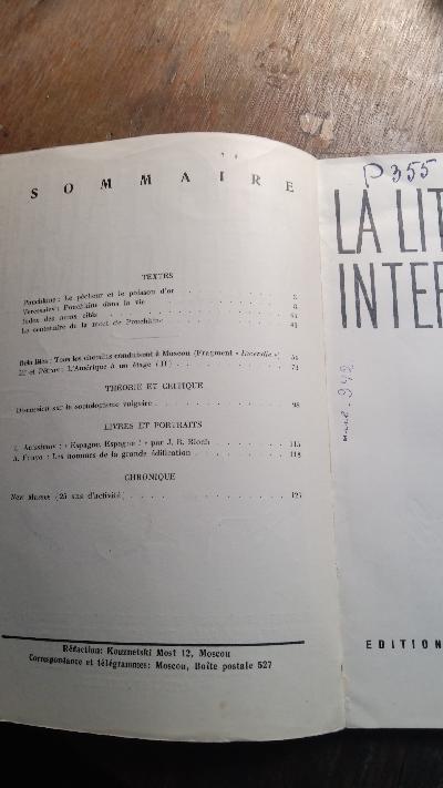 La Litterature Internationale 1937  Nr. 3 - Front Cover