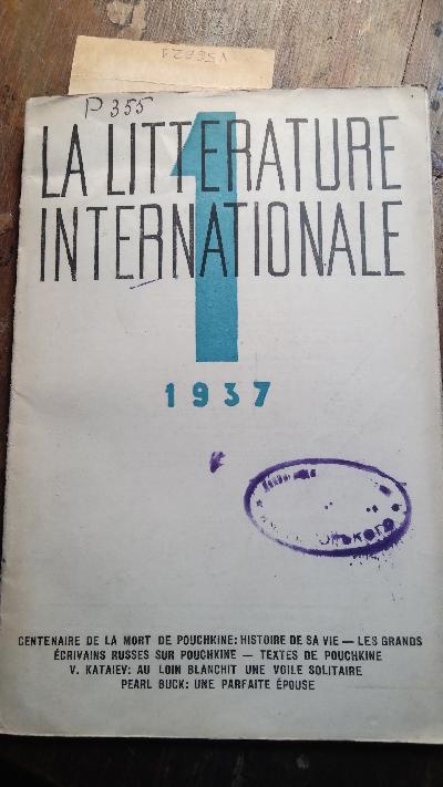 La Litterature Internationale 1937  Nr. 1 - Front Cover