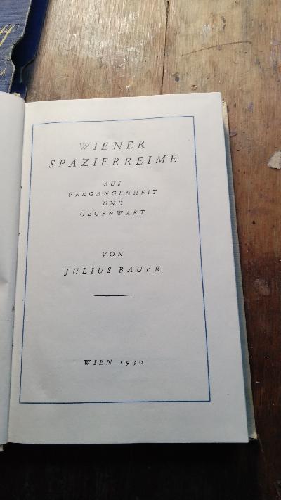 Wiener Spazierreime  Aus Vergangenheit und Gegenwart - Front Cover