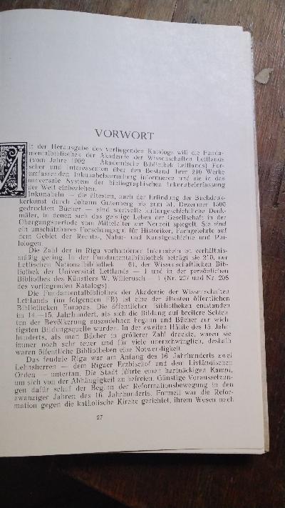 Incunabula Bibliothecae Rigensis  Katalogs - Front Cover