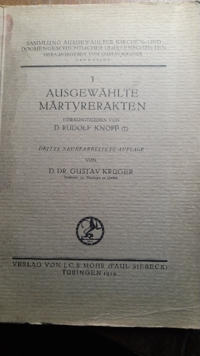 Ausgewählte Märtyrerakten - Front Cover