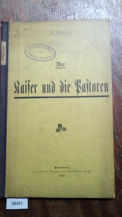 Der Kaiser und die Pastoren - Front Cover