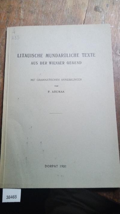 Litauische Mundartliche Texte aus der Wilnaer Gegend - Front Cover