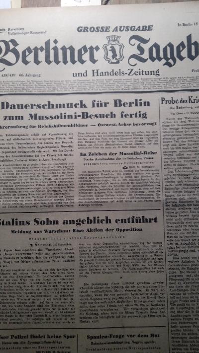 Berliner Tageblatt Nr. 434 - 451 des 66. Jahrgangs - Front Cover