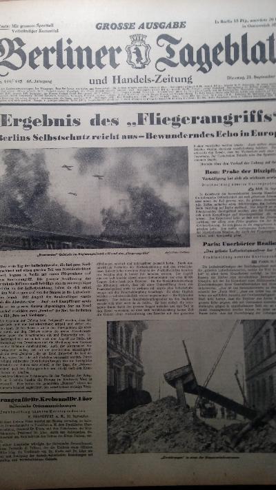 Berliner Tageblatt Nr. 434 - 451 des 66. Jahrgangs - Front Cover