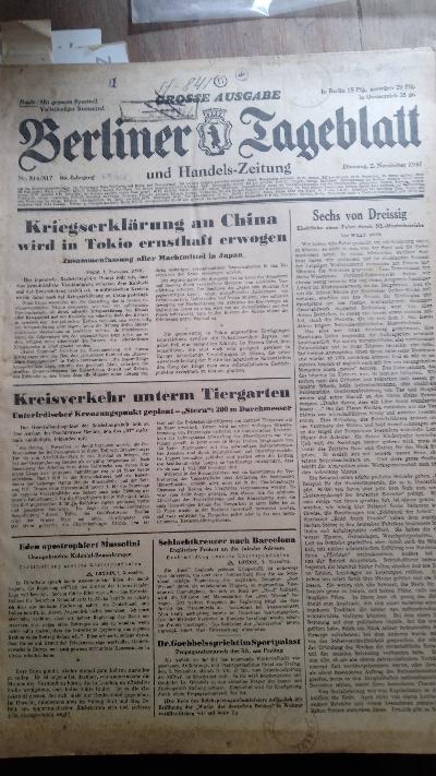 Berliner Tageblatt Nr. 516 - Nr. 527 des 66. Jahrgangs   - Front Cover
