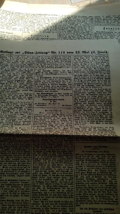 Düna - Zeitung  Siebenter Jahrgang Nr. 114 und 184 - Front Cover
