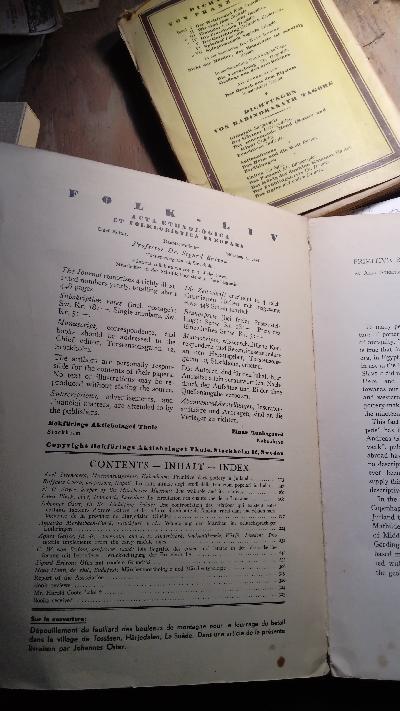 Folk Liv  Acta Ethnologica et Folkloristica Europaea 1939: 2-3  Tom. III - Front Cover