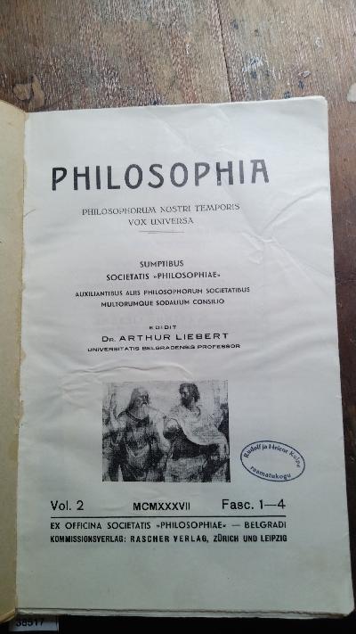 Philosophia   Philosophorum Nostri Temporis Vox Universa  Vol. 2 Fasc. 1 - 4 - Front Cover