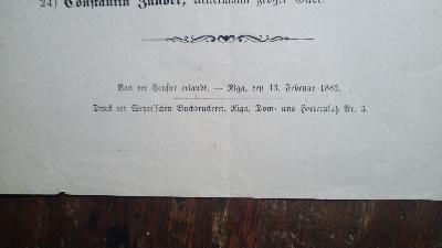 Extra - Blatt der Neuen Zeitung für Stadt und Land Riga vom 13. Februart 1882  über das Wahlresultat der 3. Klasse - Front Cover
