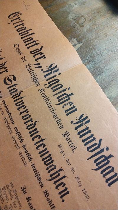 Extrablatt der Zeitungen Baltische Post, Rigaer Tageblatt, Rigasche Rundschau  über  Resultat der Stadtverordnetenwahlen - Front Cover