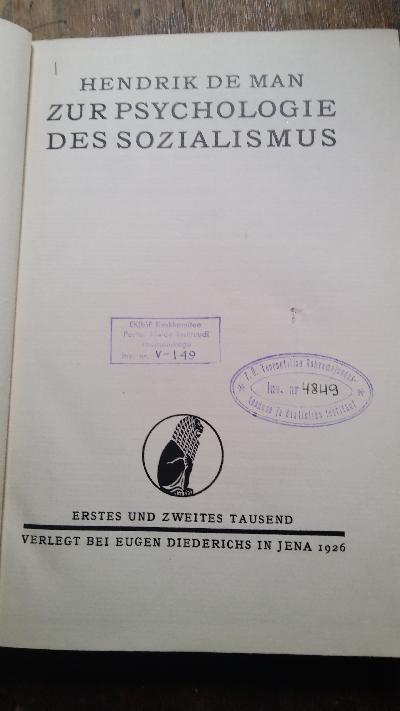 Zur Psychologie des Sozialismus - Front Cover