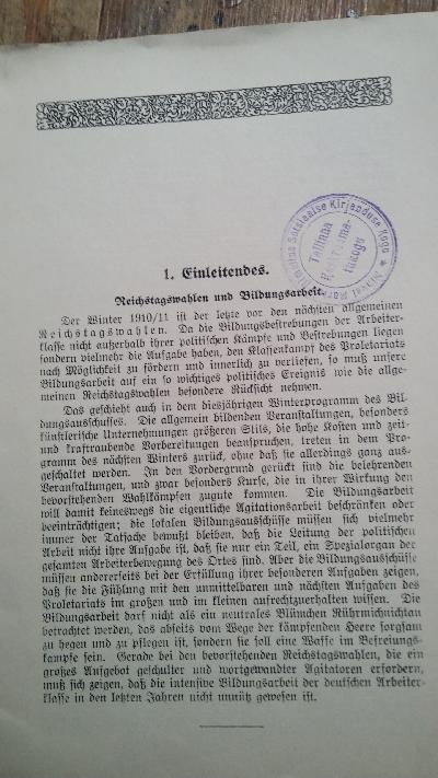 Winterprogramm für das Jahr 1910 - 1911  Winke und Ratschläge - Front Cover