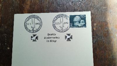 Deutsche+Sondermarken+im+Kriege+Postkarte+mit+12+%2B+38+Briefmarke++Helden+-+Gedentag+1942