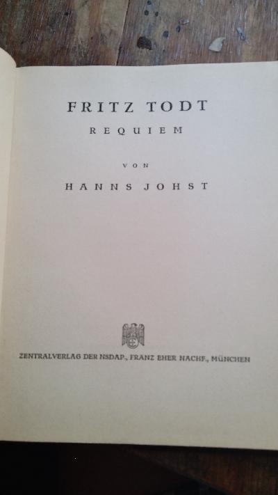Fritz Todt  Requiem - Front Cover