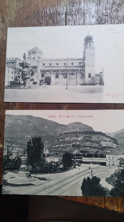 Zwei Ansichtspostkarten Trento  Il Duomo  Bahnhofsplatz u. Dantedenkmal - Front Cover