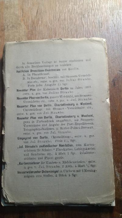 Neuester Plan von Berlin, Charlottenburg und Westend  und Westend mit Angabe der Post-Expeditionen, der Telegraphen Stationen und der Revier-Polizei-Bureaux nebst einem Verzeichniss der Strassen, Plätze u. öffentlichen Gebäuden etc. sowie der Sehenswürdigkeiten Berlins  Ausgabe A.  Ganz in Farbendruck ausgeführt - Front Cover