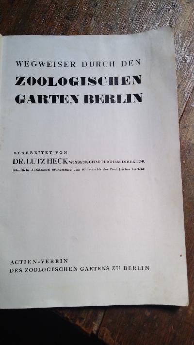 Wegweiser durch den zoologischen Garten Berlin - Front Cover