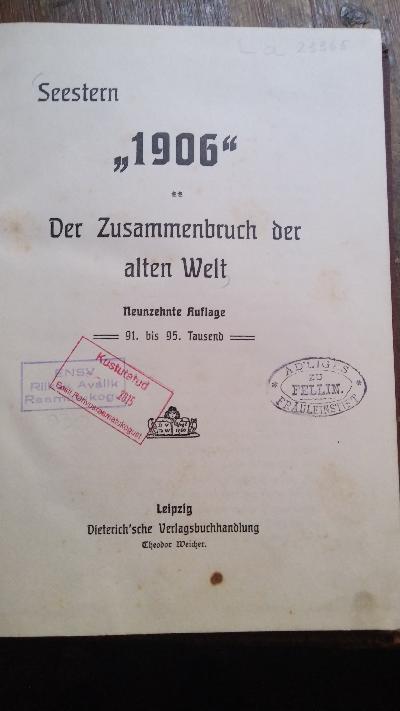 1906  Der Zusammenbruch der alten Welt - Front Cover