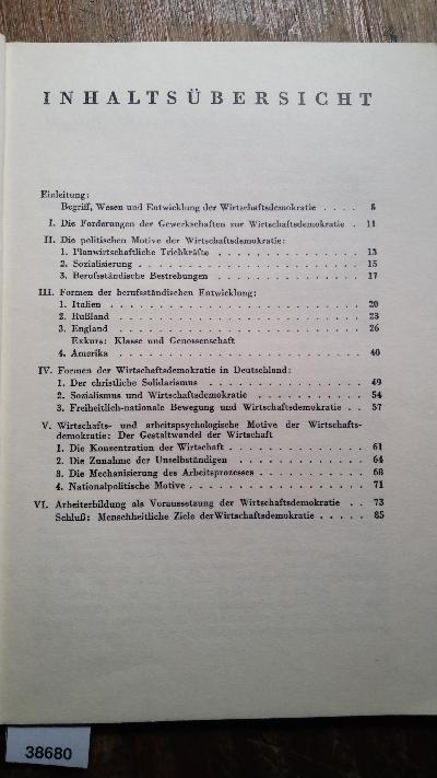 Wirtschaftsdemokratie  als nationale Aufgabe - Front Cover