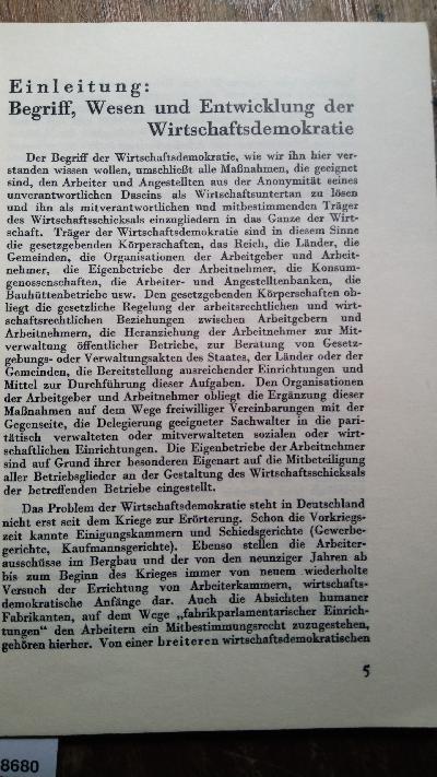 Wirtschaftsdemokratie  als nationale Aufgabe - Front Cover