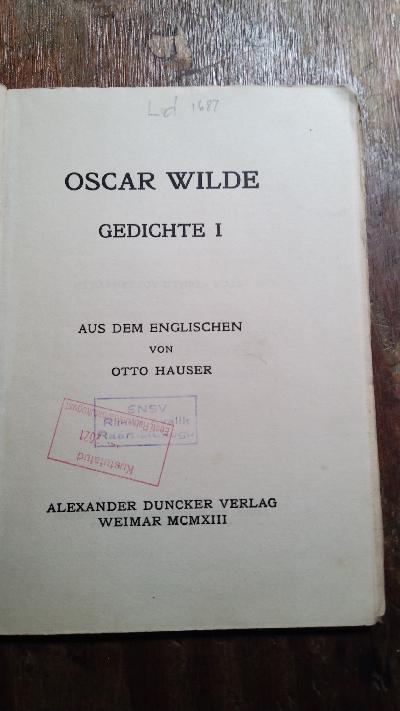 Oscar Wilde  Gedichte I - Front Cover