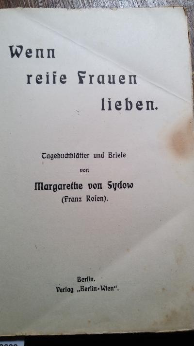 Wenn reife Frauen lieben Tagebuchblätter und Briefe - Front Cover
