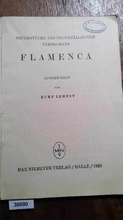 Bruchstücke des provenzalischen Versromans Flamenca - Front Cover