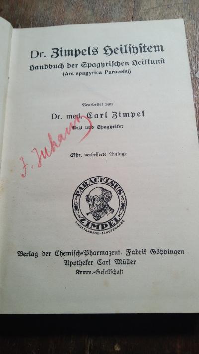 Dr. Zimpels Heilsystem  Handbuch der spagyrischen Heilkunst (Ars spagyrica Paracelsi) - Front Cover