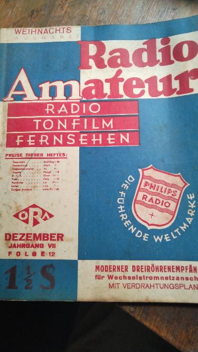 Radio Amateur Monatsschriftfür Radio Tonfilm Fernsehen  Weihnachts Ausgabe Jahrgang VII Folge 12  Dezember  - Front Cover