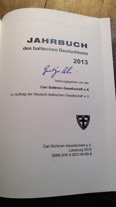 Jahrbuch des baltischen Deutschtums 2013 - Front Cover