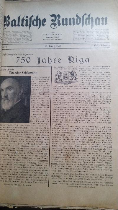 Baltische Rundschau  Nr. 1-3,5,6,8,11  1950   Nr.1,3,6,9,11  1951  Nr. 3,4  1952  Nr. 1,2,4-9,11  1953 - Front Cover