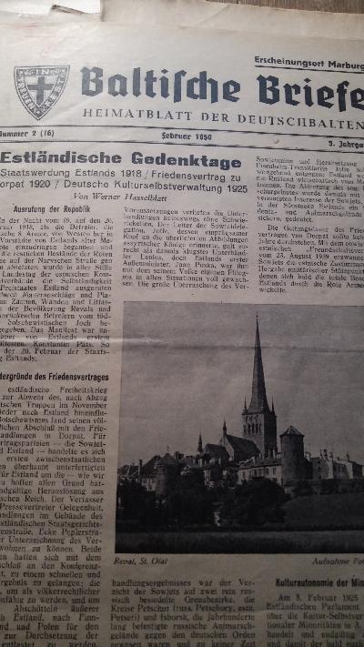 Baltische Briefe  Heimatblatt der Deutschbalten  Nr. 1-12  completter Jahrgang 1950 - Front Cover