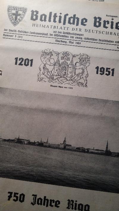 Baltische Briefe  Heimatblatt der Deutschbalten  Nr. 1- 10  4. Jahrgang - Front Cover