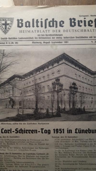 Baltische Briefe  Heimatblatt der Deutschbalten  Nr. 1- 10  4. Jahrgang - Front Cover