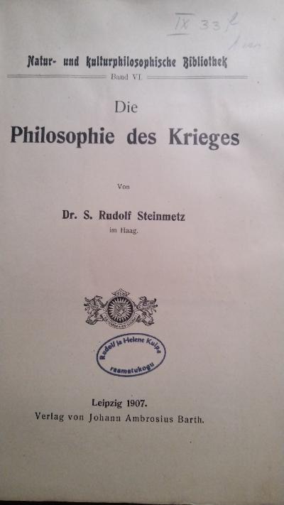 Die Philosophie des Krieges - Front Cover