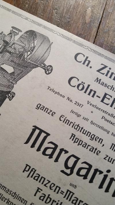 Werbeblatt Ch. Zimmermann  Maschinenfabrik Cöln - Ehrenfeld für Maschinen zur Magarineherstellung - Front Cover