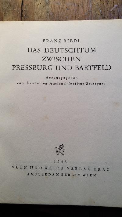 Das Deutschtum zwischen Pressburg und Bartfeld - Front Cover