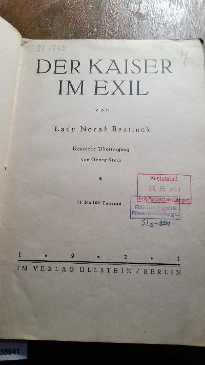 Der Kaiser im Exil - Front Cover