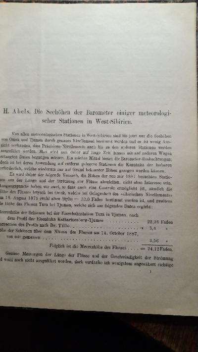 Reorganisation und Arbeiten des Meteorologisch - Magnetischen Observatoriums in Katharinenburg 1885 und 1886 - Front Cover
